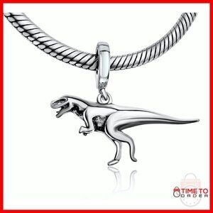 Sterling Silver Dinosaur Charm Bead for Bracelets & Necklaces